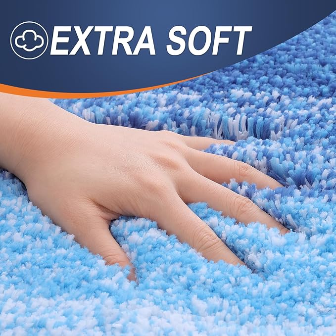 OLANLY Bathroom Runner Rugs 47x20, Extra Soft Absorbent Microfiber Bath Rugs, Rubber Backing, Quick Dry, Washable Bath Mats for Bathroom Floor, Tub and Shower, Home Decor Accessories, Light Royal Blue