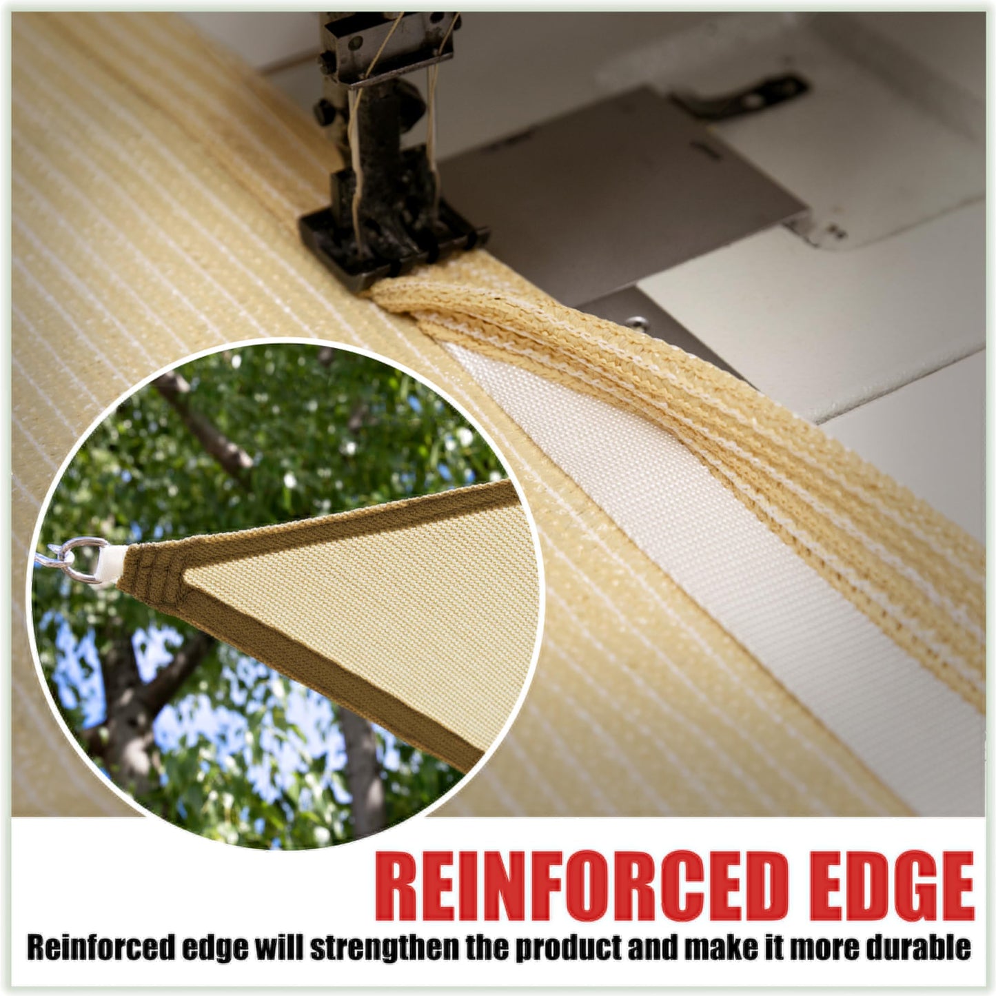 ColourTree 16' x 20' Beige Rectangle CTAPR1620 Sun Shade Sail Summer Canopy Mesh Fabric UV Block UPF50 - Commercial Heavy Duty - 190 GSM - 3 Years Warranty
