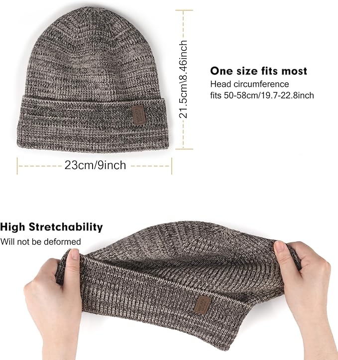 Wmcaps Winter Beanie for Men Women, Fleece Lined Beanie Soft Warm Knit Hat Ski Stocking Cuffed Cap