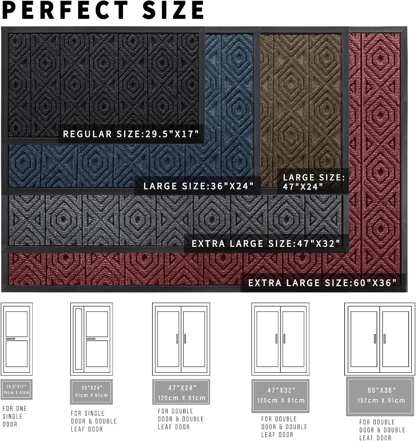 Yimobra Door Mat, Outdoor Indoor Entrance Welcome Mat, Heavy Entry Front Door Mat, Stain & Fade Resistant, Low Profile, Sturdy Rubber, Easy Clean Patio Floor Mat, Waterproof, 29.5 x 17, Light Beige