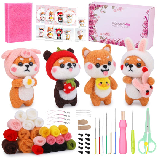 UOOU Needle Felting Kit, Wool Felting Kit with 6 Pcs Colorful Needle Felting Needles and Instructions, Wool Felting Supplies for Adults and Beginners