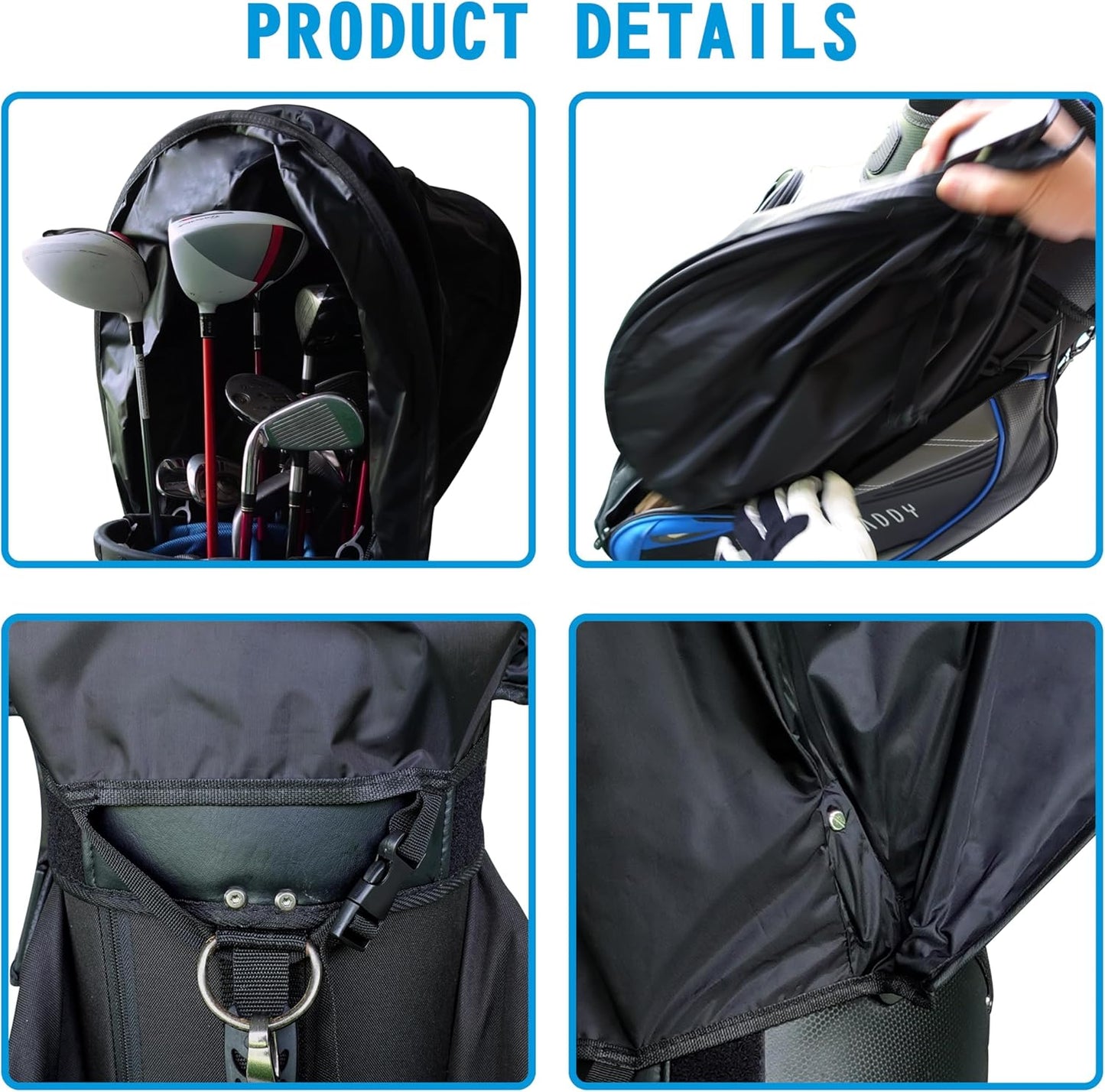 Golf Bag Rain Cover - Universal Golf Club Bag Accessories with Easy Access and Storage