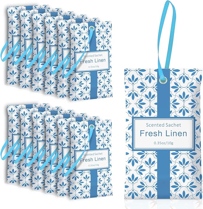SCENTORINI Linen Scented Sachets for Drawers and Closets, 14 Packs, Long-Lasting Sachets Bags Wardrobe Freshener, for Drawers, Closets, Cars