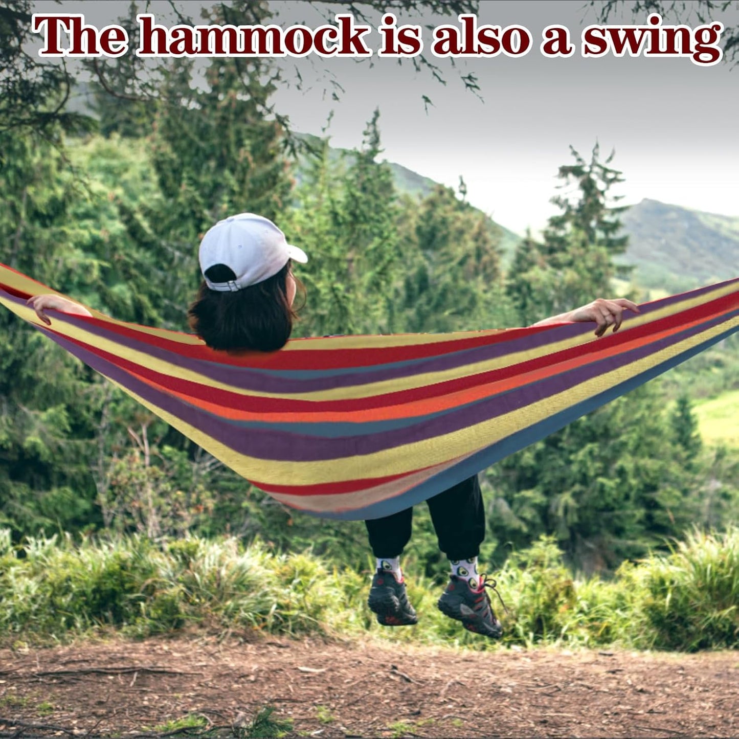 Camping Hammocks for Backyard Hanging Sturdy Garden Comfortable Fabric Hammock Indoor Tree Straps Up to 616lbs Weight Capacity with Travel Bag for Camping Portable Outdoor Patio (Yellow)