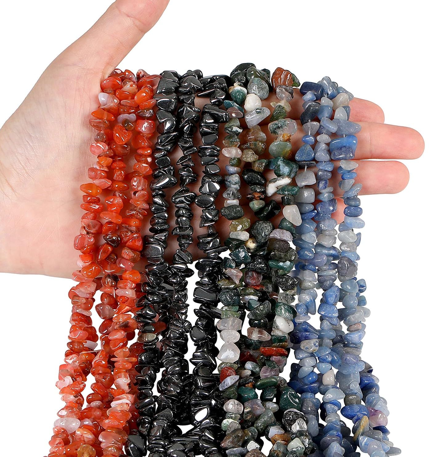 LAIDANLA Red Agate 400pcs Natural Chip Stone Beads 5-8mm Healing Crystal Irregular Gemstones Drilled DIY Loose Rocks Bead Crystal for Bracelet Earrings Necklace Jewelry Making Crafting