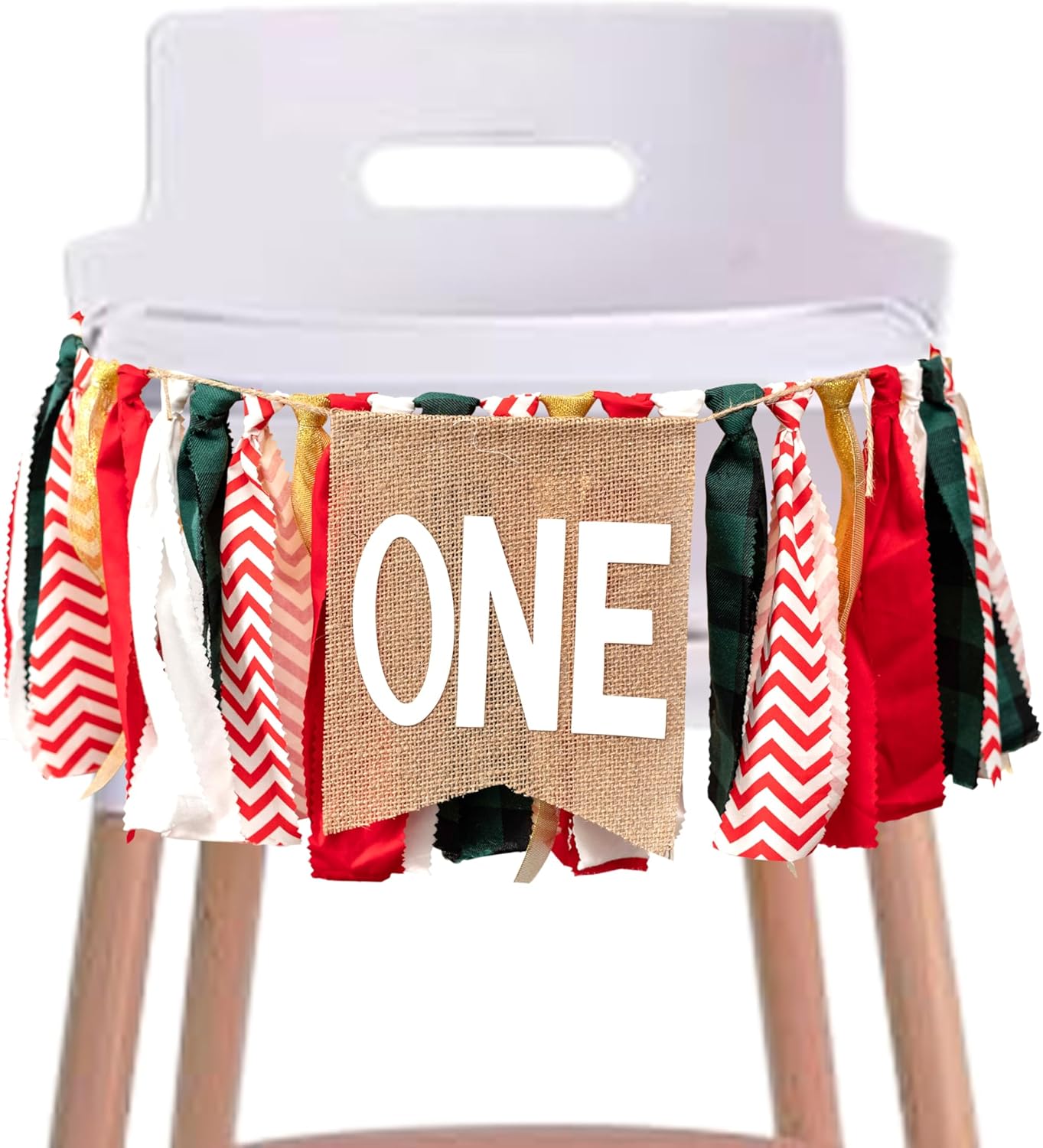Christmas High Chair Banner for 1st Birthday - Red and Green One High Chair Banner, 1st Birthday Decoration for Boys Girls, Christmas Birthday Party Decorations,Merry Christmas Banner Photo Props