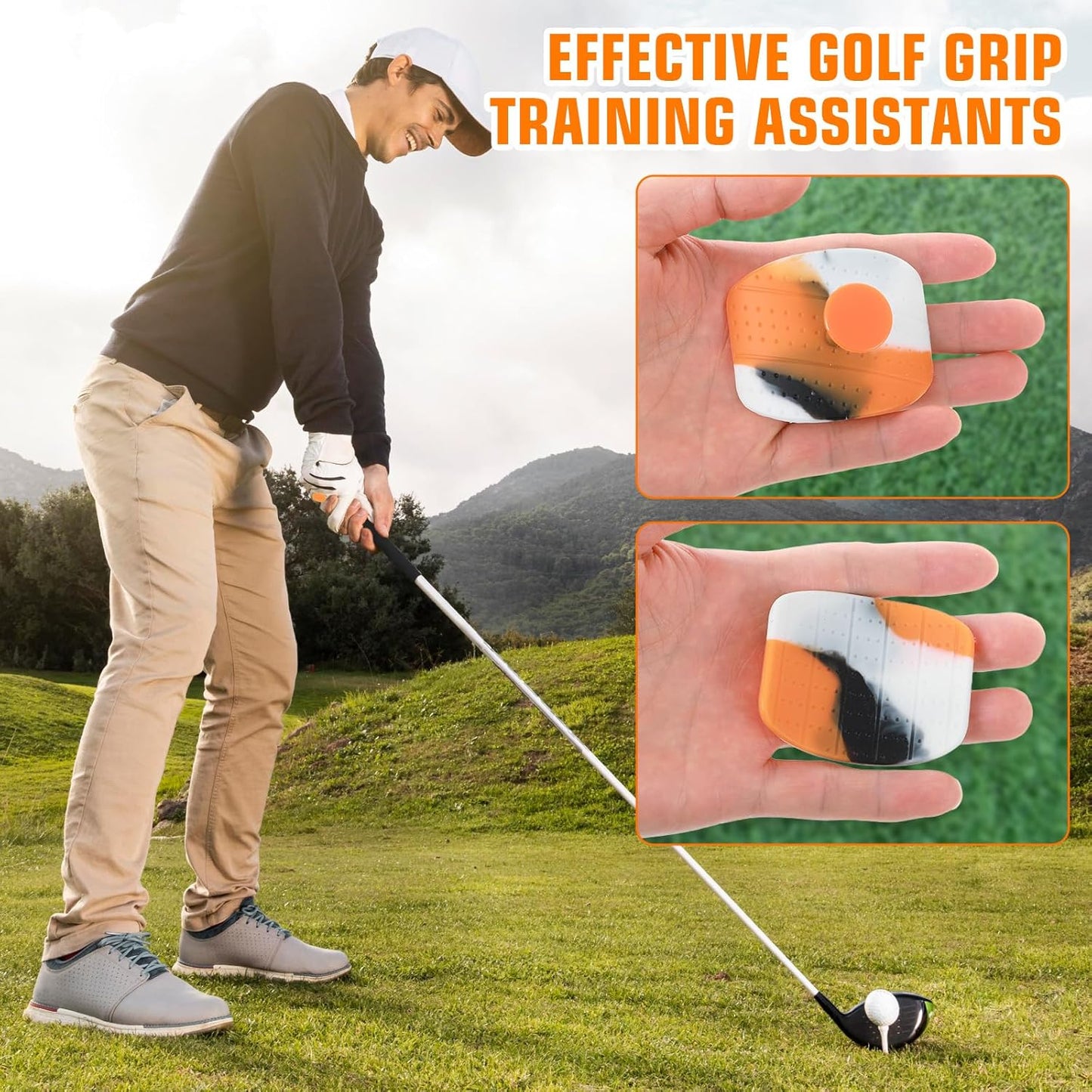 Golf Swing Training Aid, T Grip Golf Aid Correct Posture Anti-Slip Swing Grip Pad Trainer Accessories for Men Women Outdoor Indoor Sports