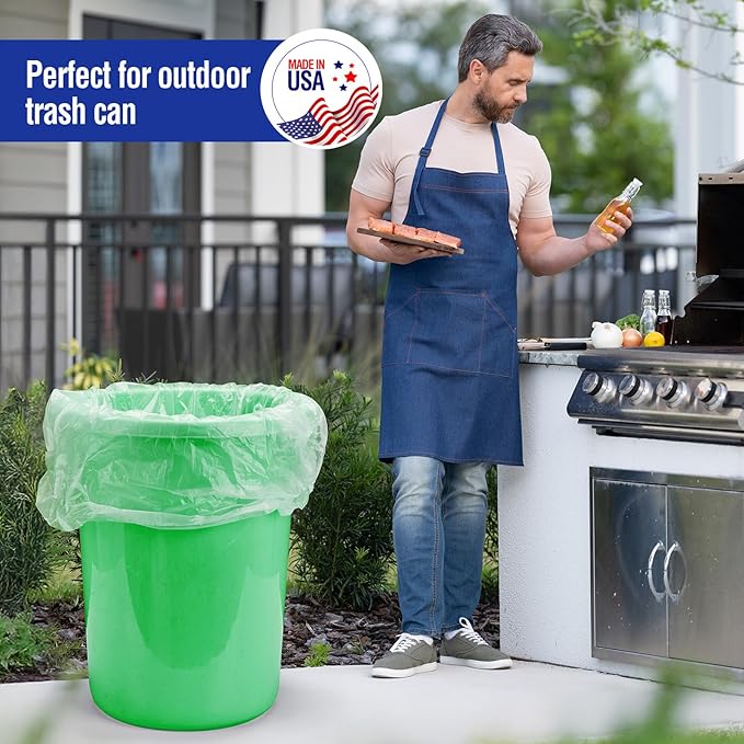 Delxo 40-45 Gallon Clear Trash Bags, 250 Count – Medium Duty Garbage Bags, Thick, Durable & Puncture-Resistant Plastic – Made in USA for Kitchen, Yard, Office & Party