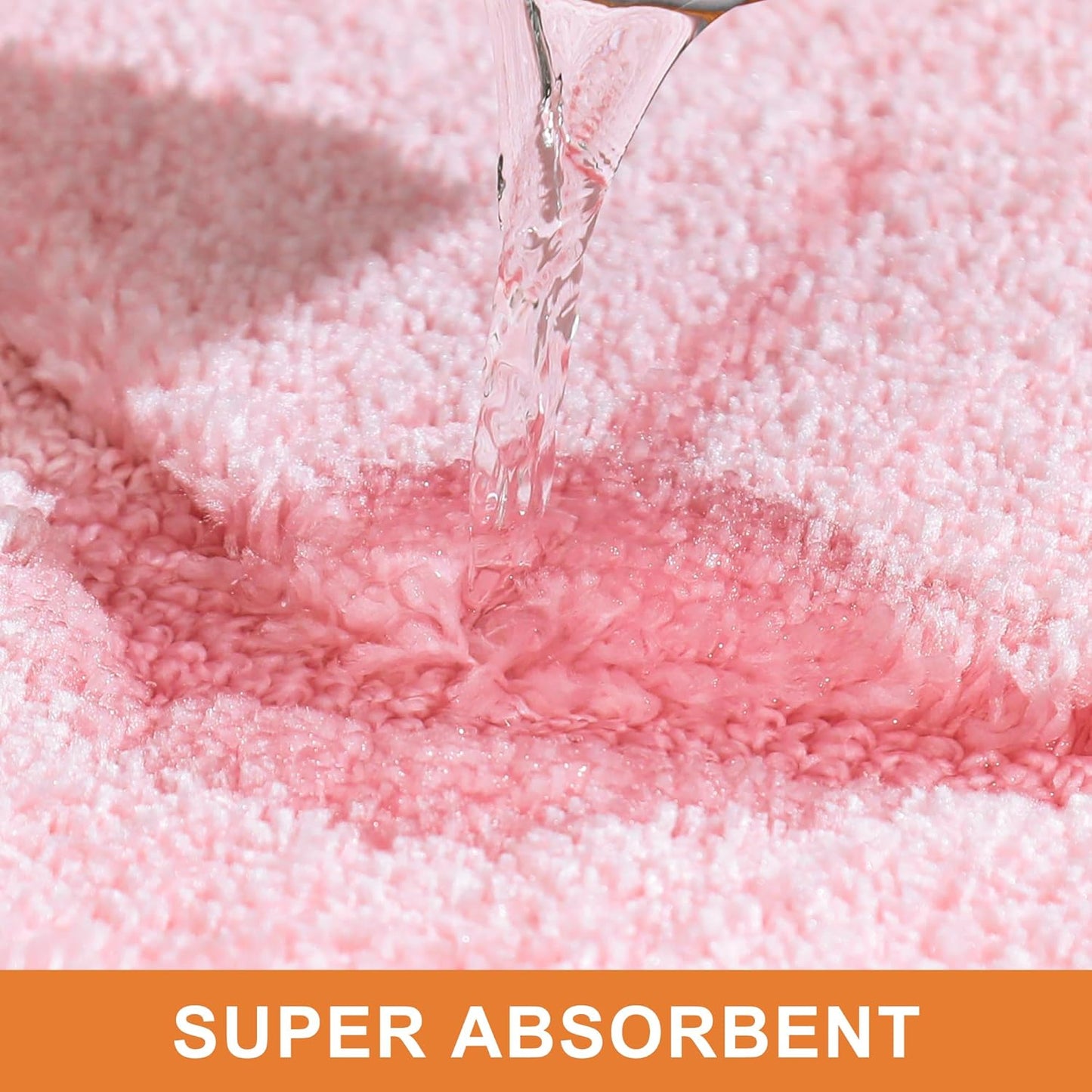 BEQHAUSE Bathroom-Rugs-Non-Slip-Bath-Mats for Bathroom Soft and Absorbent Polyester Microfiber Pink Bath Mat Machine Washable Shaggy Shower Mat for Bathrooms, Bathtub and Sink, 16" x24"
