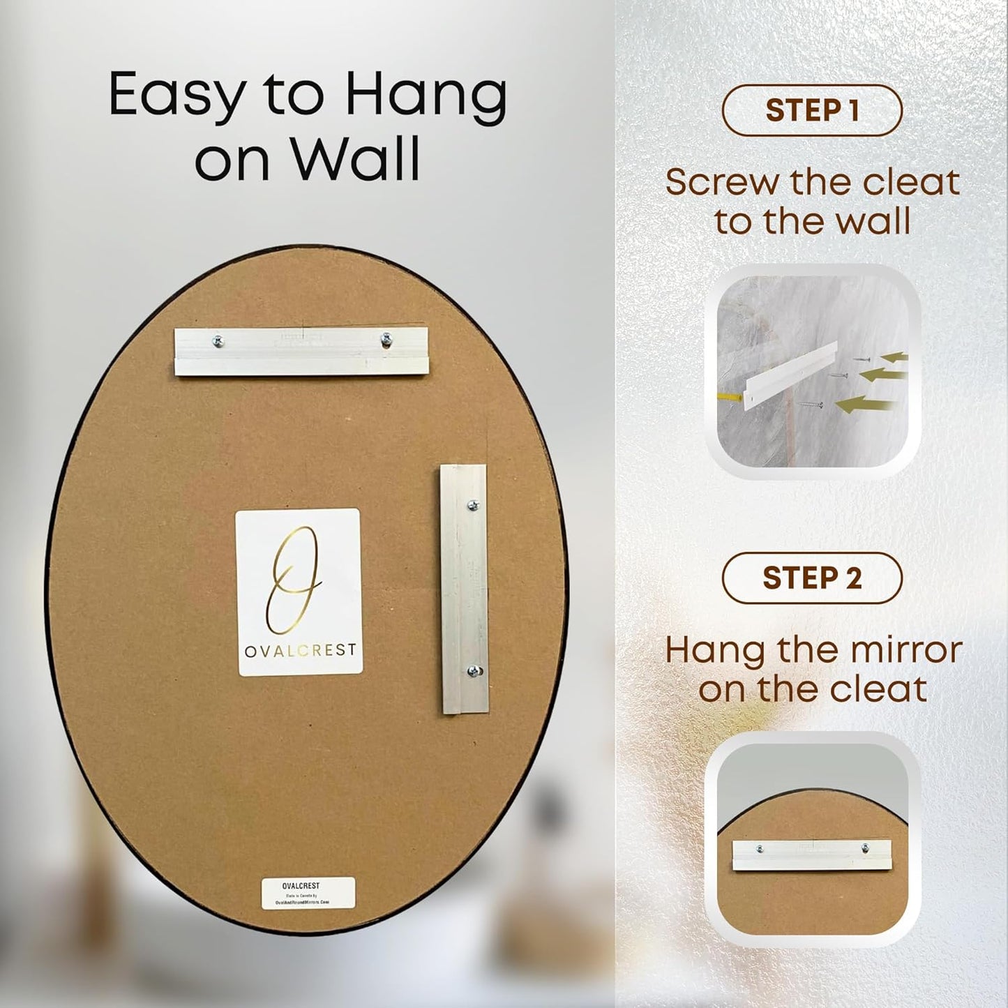 OVALCREST - Oval Wooden Beveled Wall Mirror for Home Decor, Bathroom, Vanity, Bedroom, Living Room, Hallway - London Style (Gold Leaf) 17.1 x 21.1