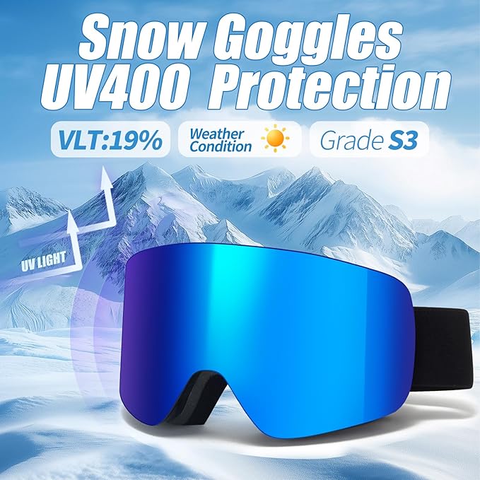 Ski Goggles OTG Snow/Snowboard Goggles Snowboarding Goggles Over Glasses Ski Goggle for Men Women Adult