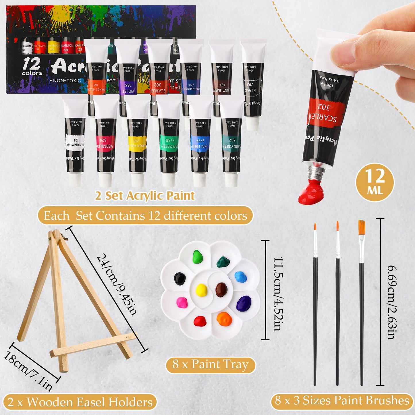 Cholemy 36 Pcs Paint and Sip Kit for Adults 8''x10'' Pre Drawn Canvas for Painting DIY Afro Acrylic Painting Kit Wood Easel Brushes Date Night Bulk for Father's Day Party Gifts(Mountain)