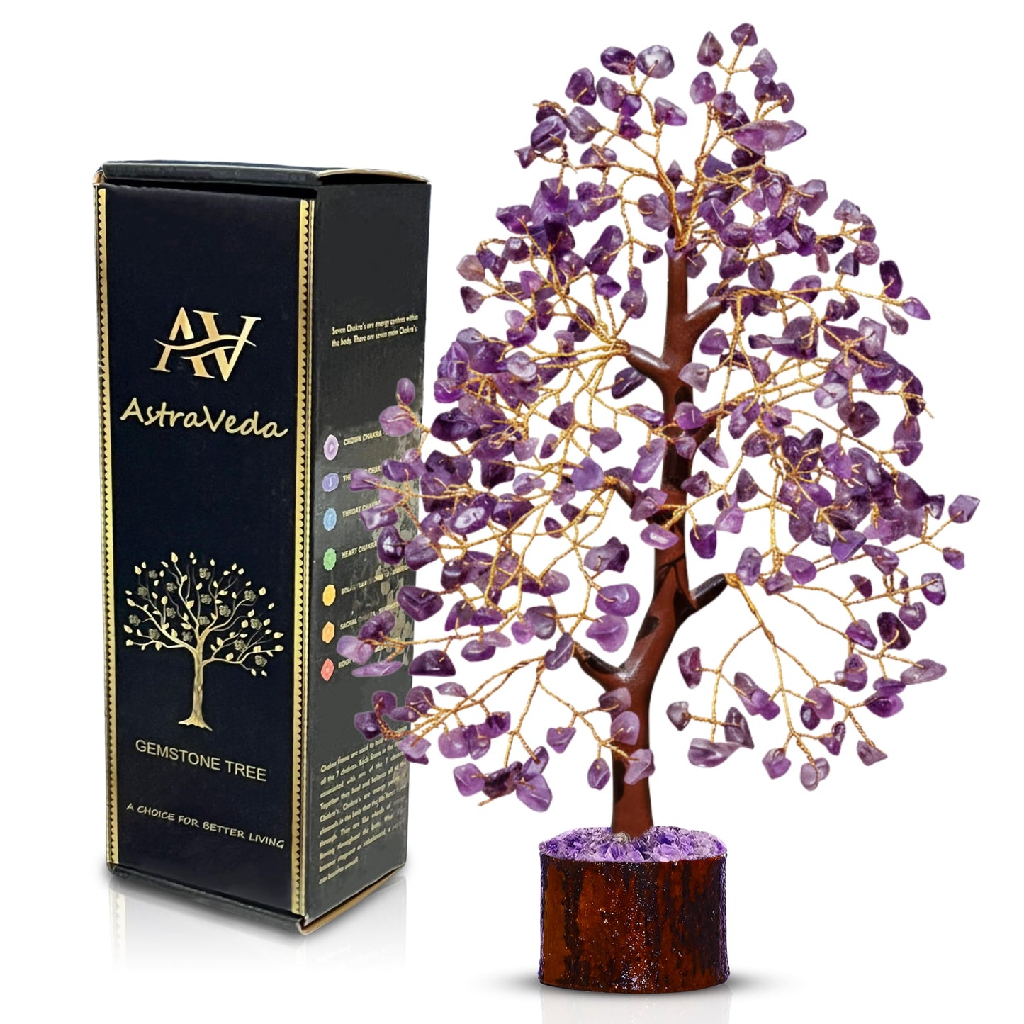 AstraVeda Amethyst Crystal Tree, Chakra Tree, Feng Shui, Positive Energy, Meditation Gift, Crystals and Stones, Spiritual Items, 300 Bead