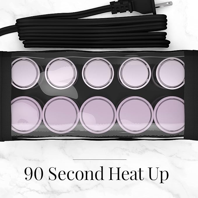 Remington Compact Ceramic Dual Voltage Hot Rollers for Long and Short Hair, Hair Setters, Hair Curlers, 1-1 ¼" Purple/Black, 10 Piece Set