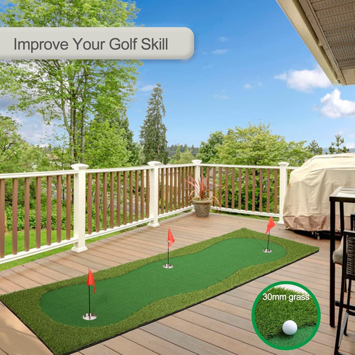 Golf Putting Green, Practice Putting Green Mat, Large Professional Golfing Training Mat for Indoor Outdoor…