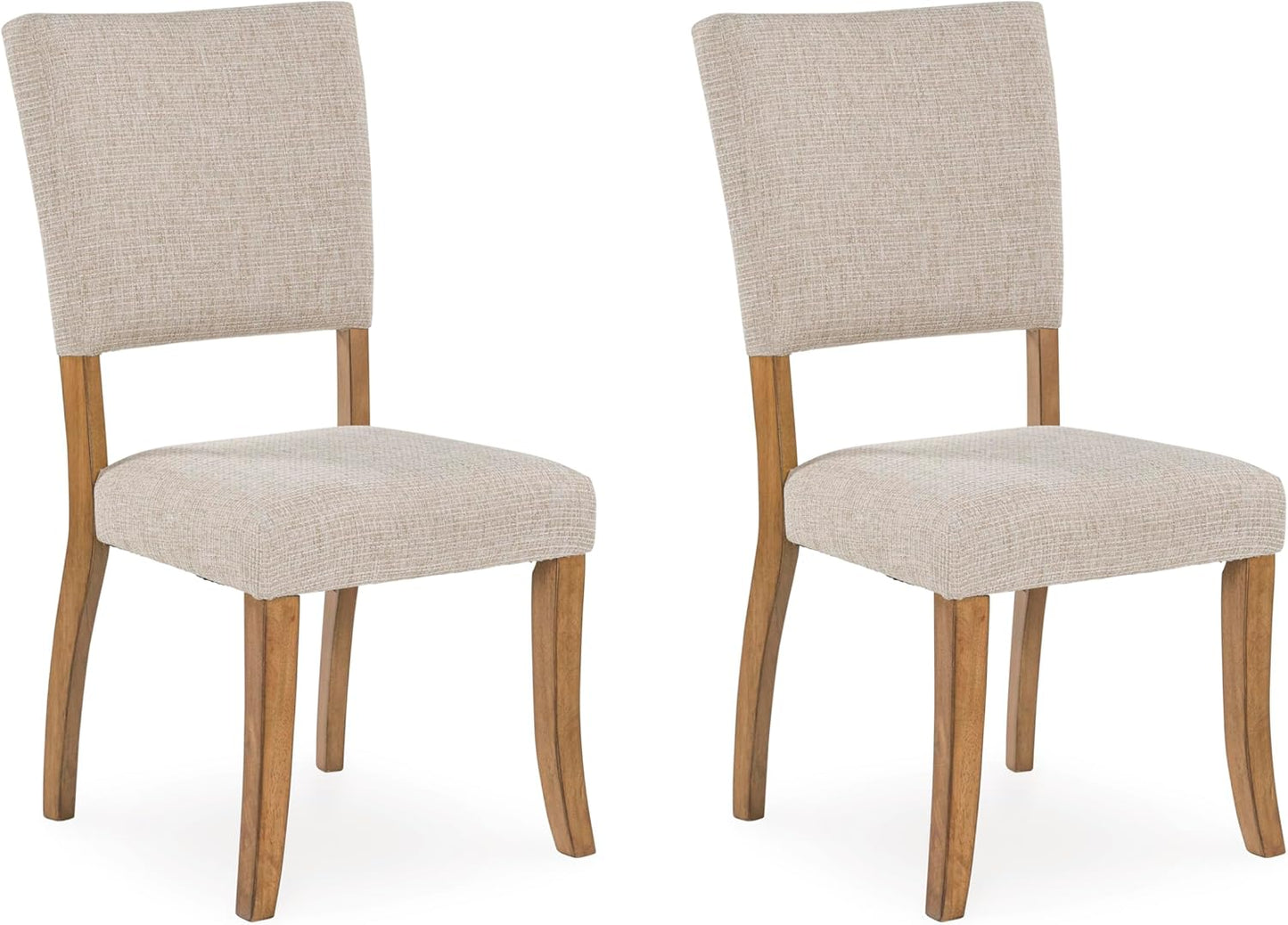 Signature Design by Ashley Rybergston Casual Stain Resistant Upholstered Solid Wood Dining Chair, Set of 2, Beige & Light Brown