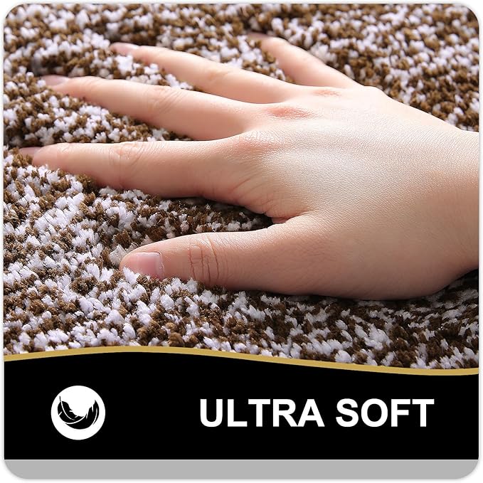 OLANLY Bathroom Rugs 47x24, Extra Soft and Absorbent Microfiber Bath Mat, Non-Slip, Machine Washable, Quick Dry Shaggy Bath Carpet, Suitable for Bathroom Floor, Tub, Shower (Runner, Brown)