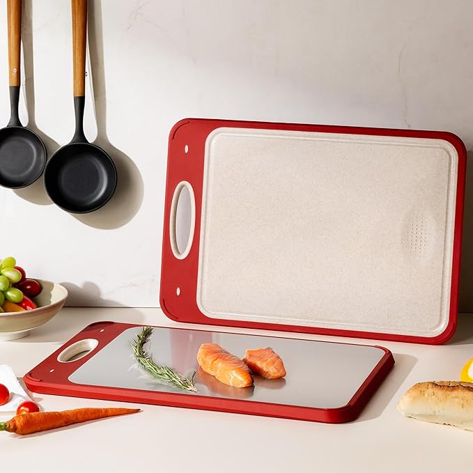 2 in 1 Stainless Steel Cutting Board with Handle Double Sided Steel Large Cutting Boards for Kitchen Gifts Best Mama Mommy Bonus Busy Mom Ever Christmas Xmas Birthday Good Unique Useful Present