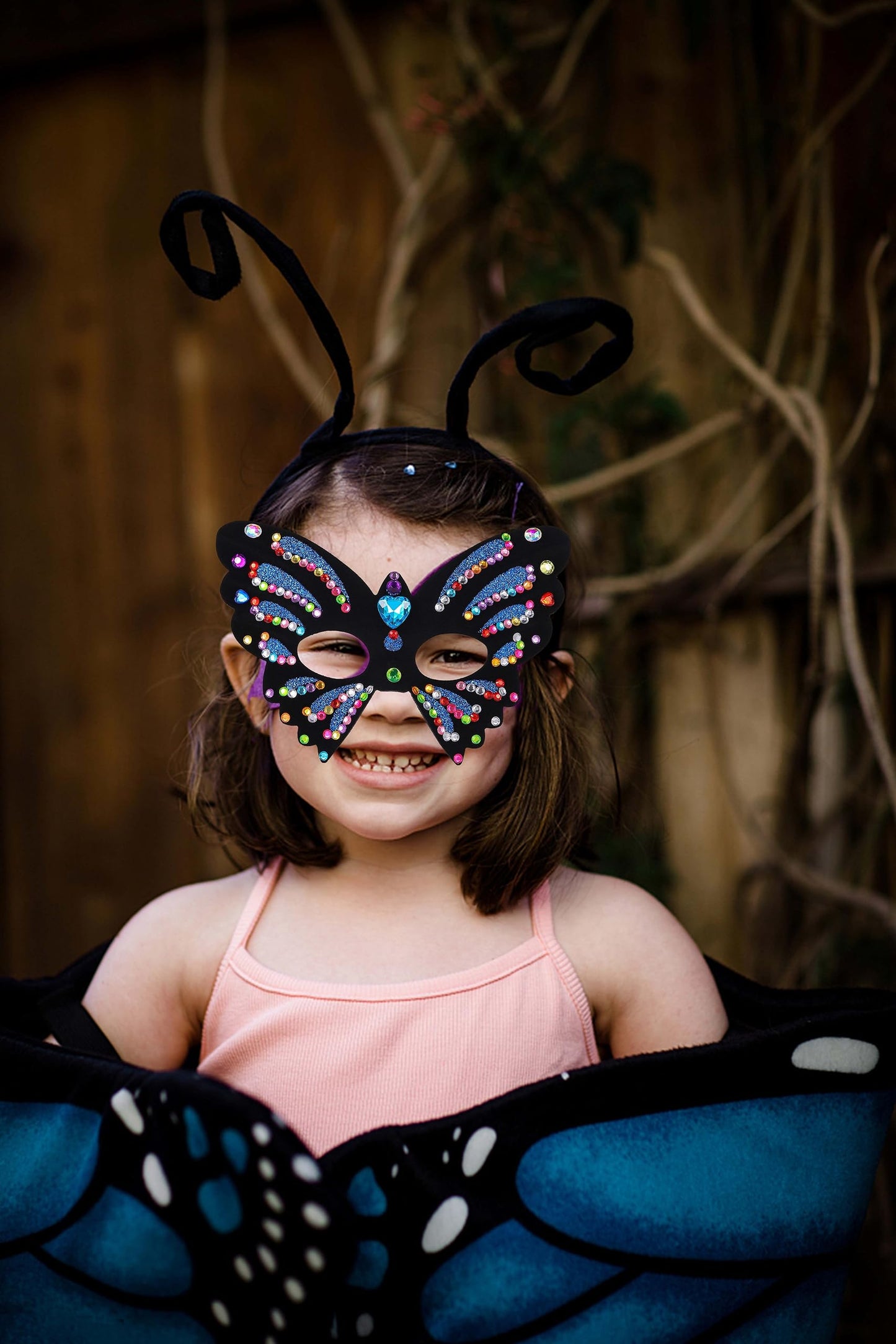 RICHNESS Butterfly Masks for Kids Make Your Own Kids Butterfly Costume Masks with Self-Adhesive Jewels Fun Birthday Party Activities pack of 12