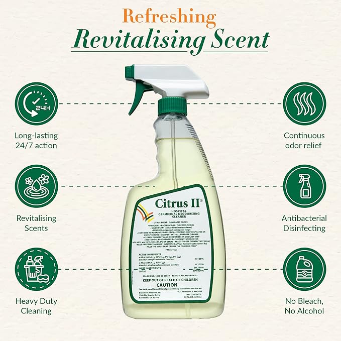 Citrus II Hospital Germicidal Deodorizing Cleaner, Fresh Citrus, 22-Fluid Ounce