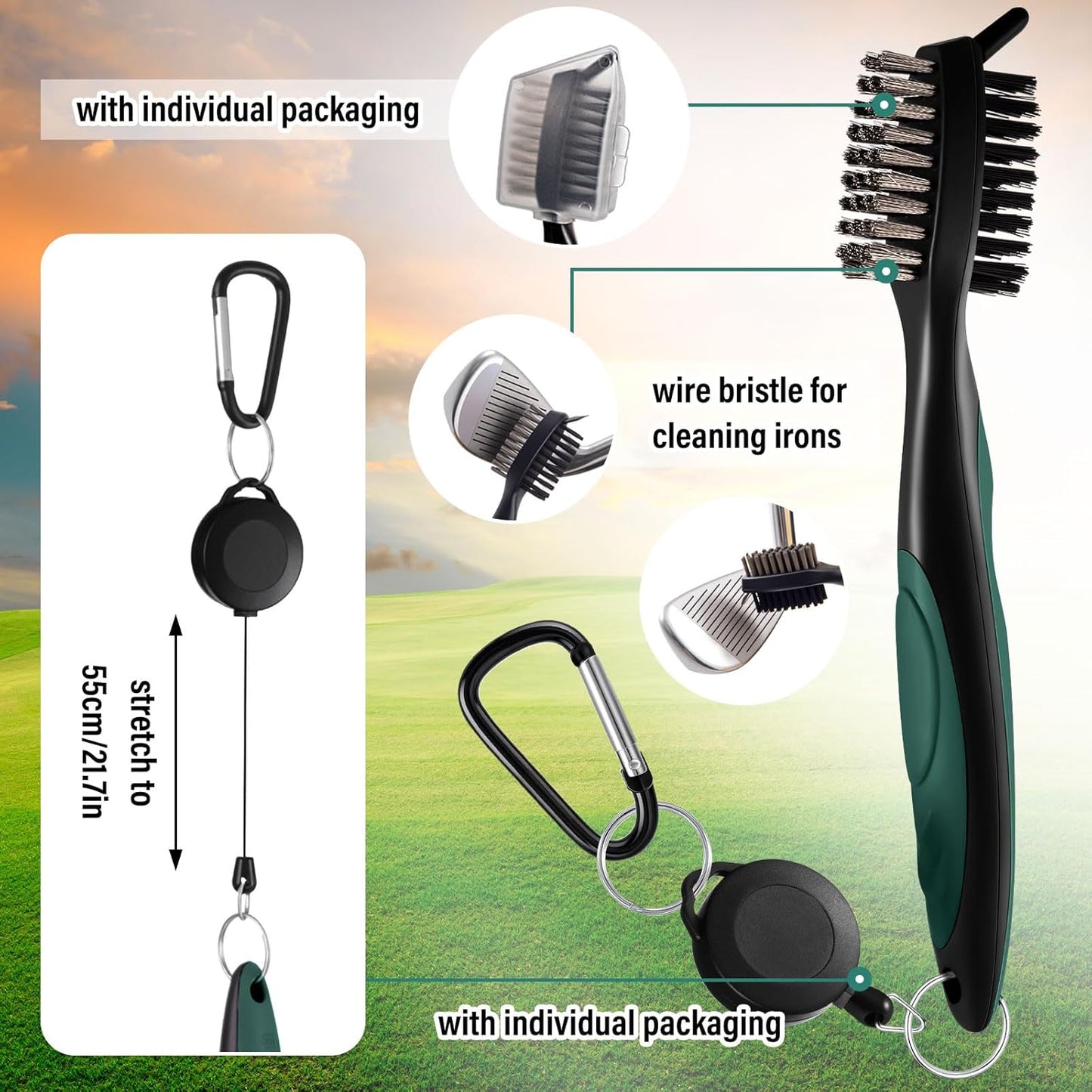 Liliful 12 Pcs Golf Accessories Kit, Include Golf Ball Bag with Hook Towel Tees Magnetic Ball Marker Divot Tool Cleaner Brush for Women Man Gifts