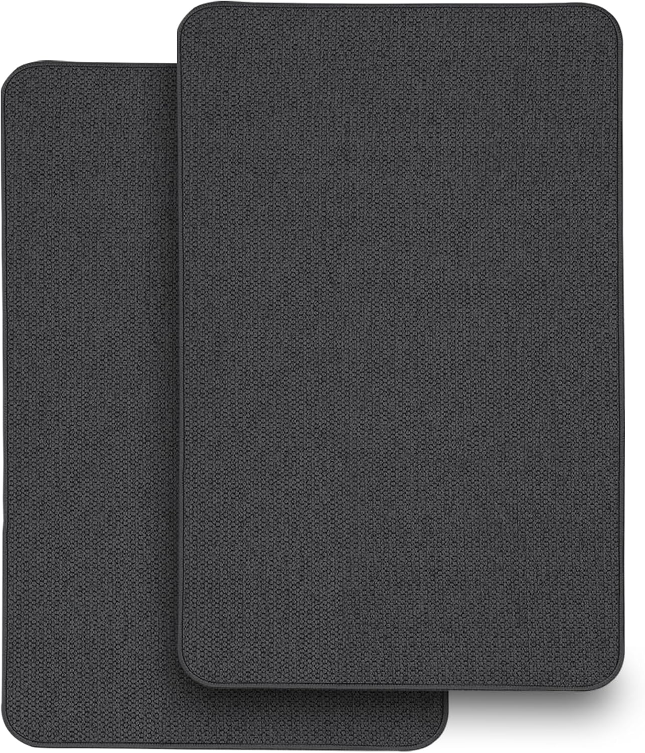 2 Pack Bathroom Rugs 17x27Inch, Thin Bath Mat with Rubber Backing Non-Slip, Absorbent,Quick Dry Machine Washable, Home Decor Accessories Cozy Cloth Bathroom Mat fit Under Door/Sink/Tub/Shower-Black
