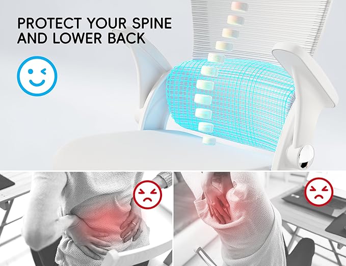 TRALT Office Chair - Ergonomic Office Chair with Back Support, Computer Chair - Home Office Desk Chairs, 330lbs Wide Seat Big and Tall Office Chairs with Headrest, Comfy Desk Chairs (White)