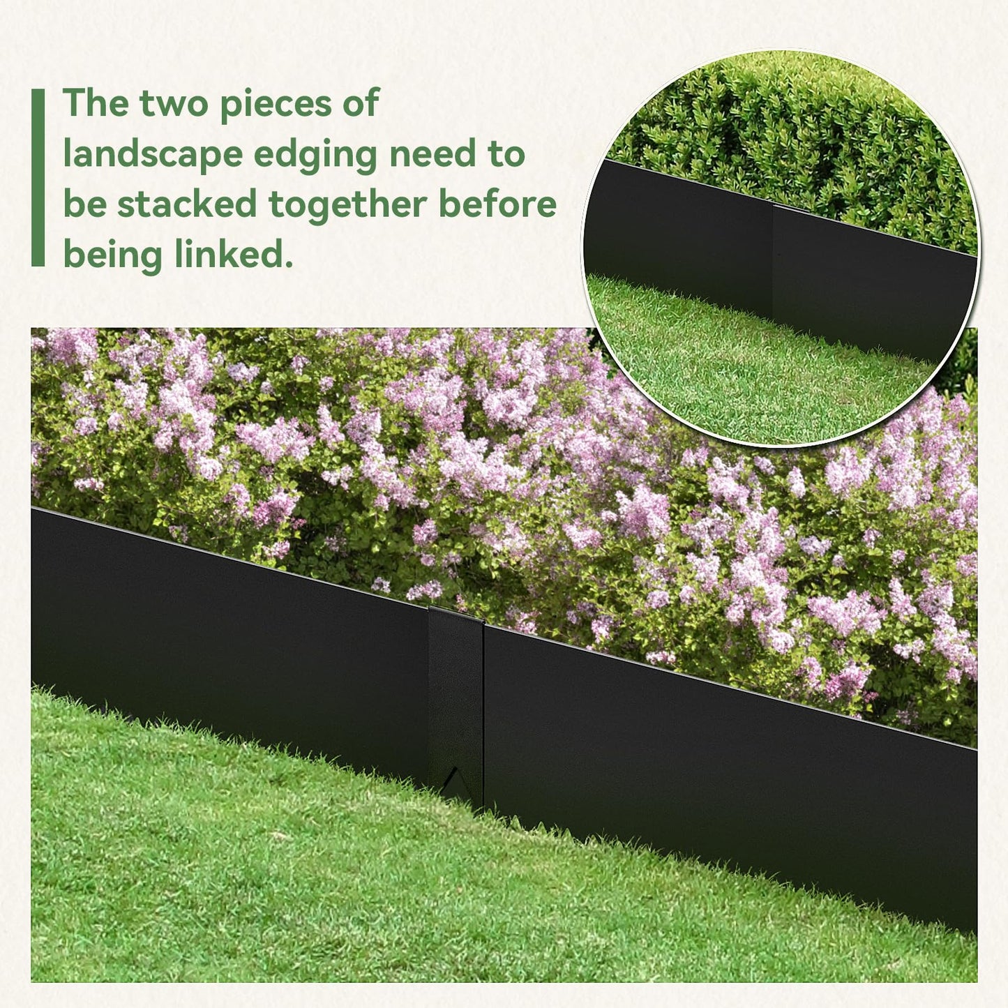 LMYYGOO 6PCS 8 inch Steel Landscape Edging Kit - 40" L x 8" H Each (20ft Total) Galvanized Steel Edge for Lawn Yard- No-Dig Hammer-in Heavy Duty Metal Edging Border with 6 Clips