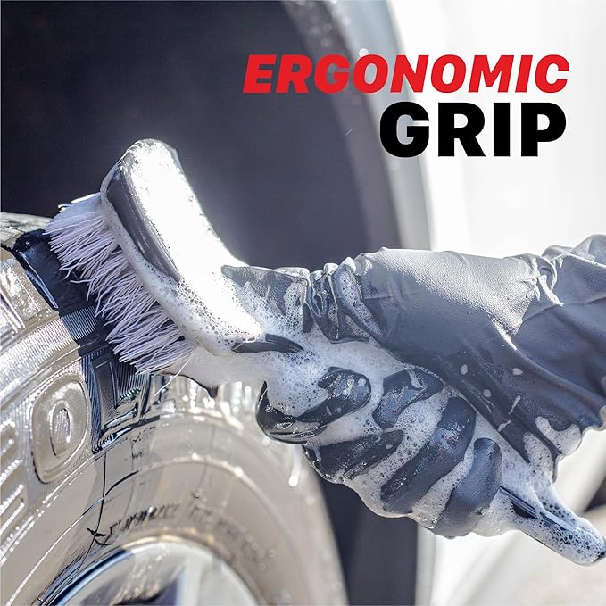 Maxshine Universal All-Purpose Cleaning Brush | Long-Handled Stiff Bristle Brush for Tires, Carpets, Upholstery & Floor Mats | Removes Tough Dirt & Stubborn Stains | Premium Auto Detailing Accessory