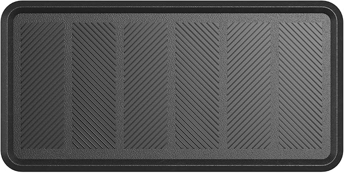 Sweet Home Stores Hose -Wash Boot Tray Rubber Non-Slip 16" x 32" Indoor/Outdoor Mat for Entryways, Doorways, Black