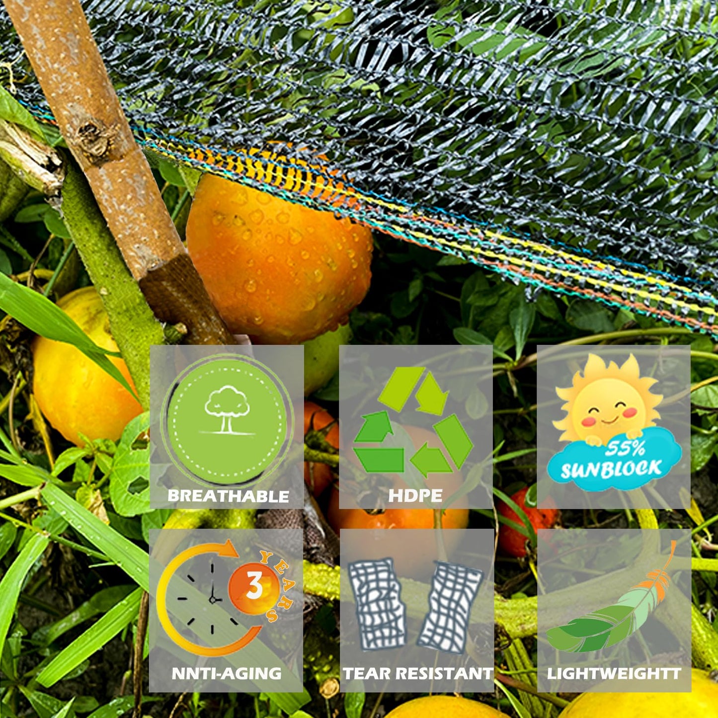 TREEVEX 55% Shade Cloth for Garden, Sunblock Mesh UV Resistant Net for Vegetables Flowers Greenhouse Raised Bed, Plant Shade Cover from Sun, Black (5X8 FT)