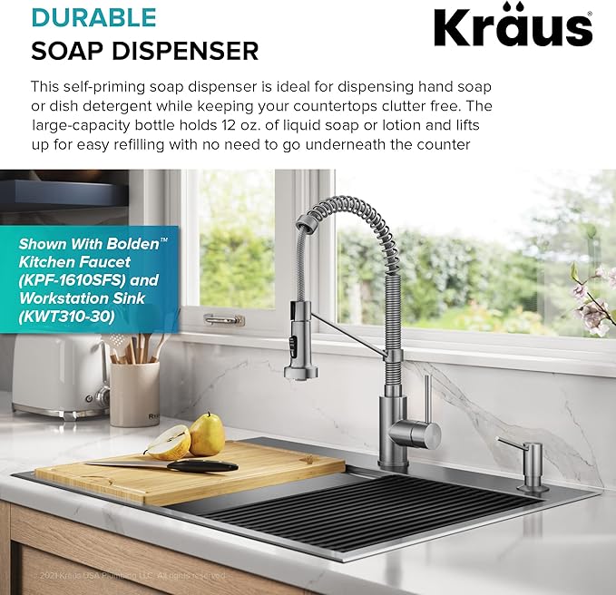 KRAUS Kitchen Soap and Lotion Dispenser in Spot Free Stainless Steel, KSD-41SFS