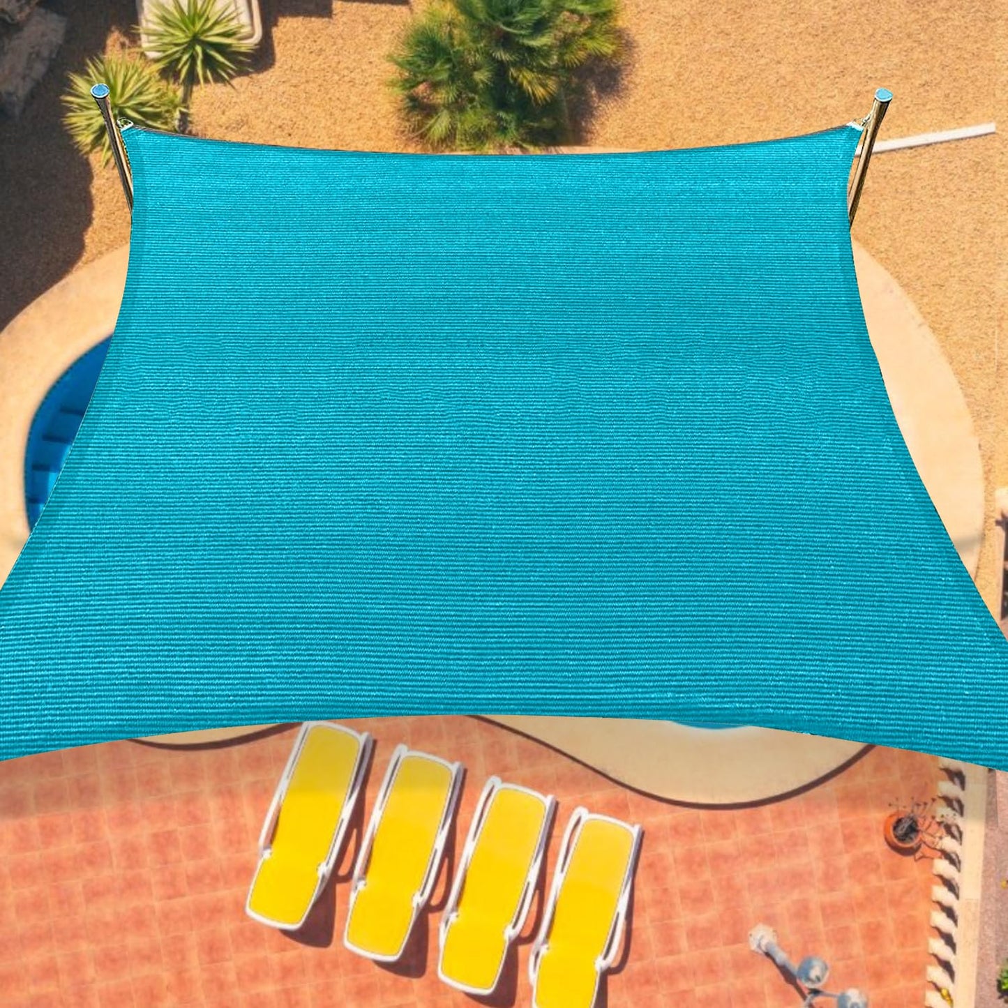 8'x8' Sun Shade Sail Curved Commercial Outdoor Shade Cover Turquoise Rectangle Heavy Duty Permeable 185GSM Outdoor Shades for Patio Garden Sandbox