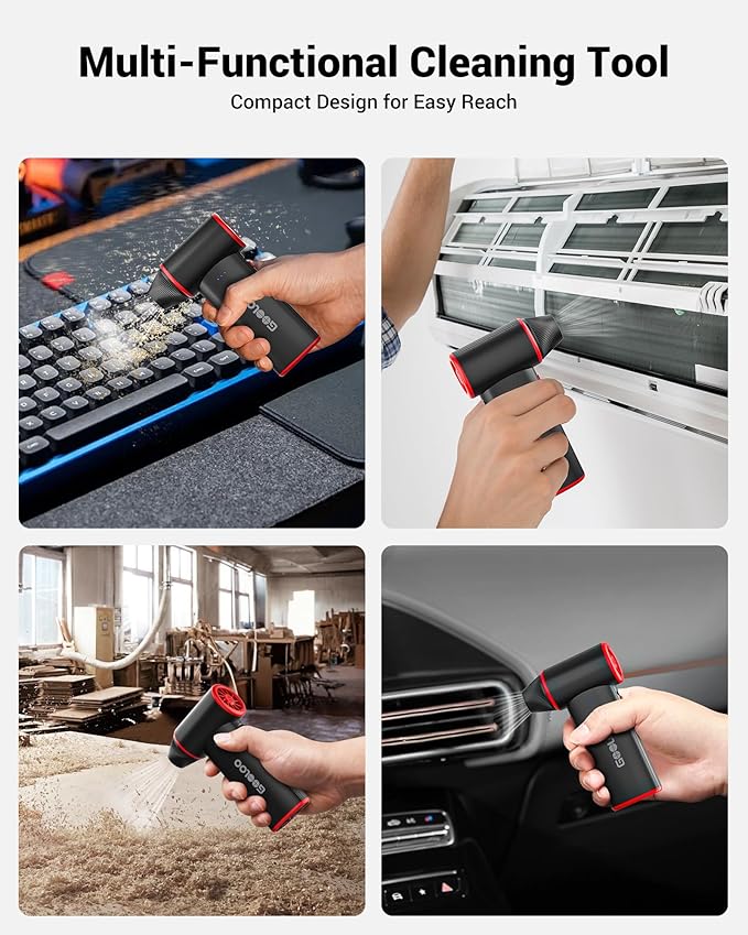 GOOLOO F3 Compressed Air Duster, 150000 RPM Portable Electric Air Duster for Cleaning, 3-Speed Adjustable Air Blower with Fast Charging, Rechargable Leaf Blower for Computer, Car, Keyboard, Outdoor