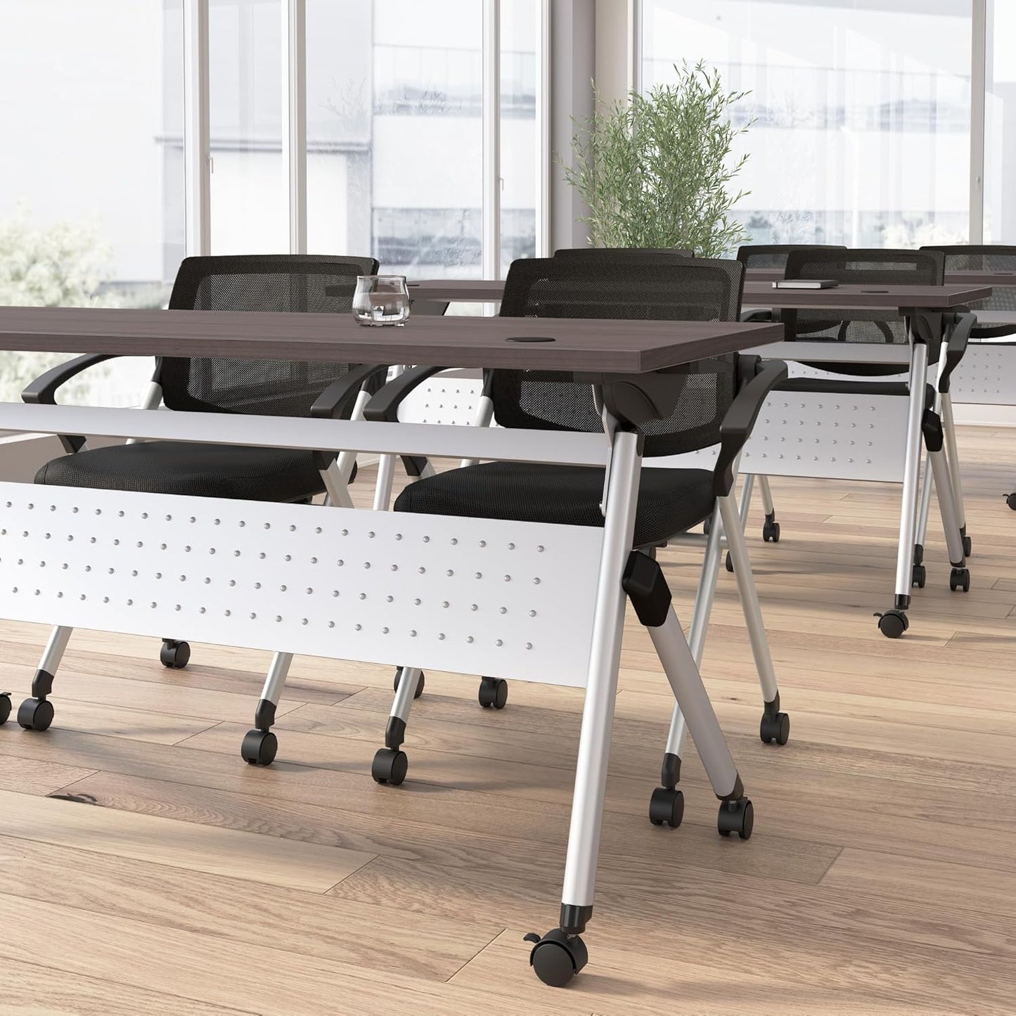 Bush Business Furniture Folding Training Table, 60 inch Desk, Commercial-Grade Bundle for Office or Classroom, Envision Collection, Gray