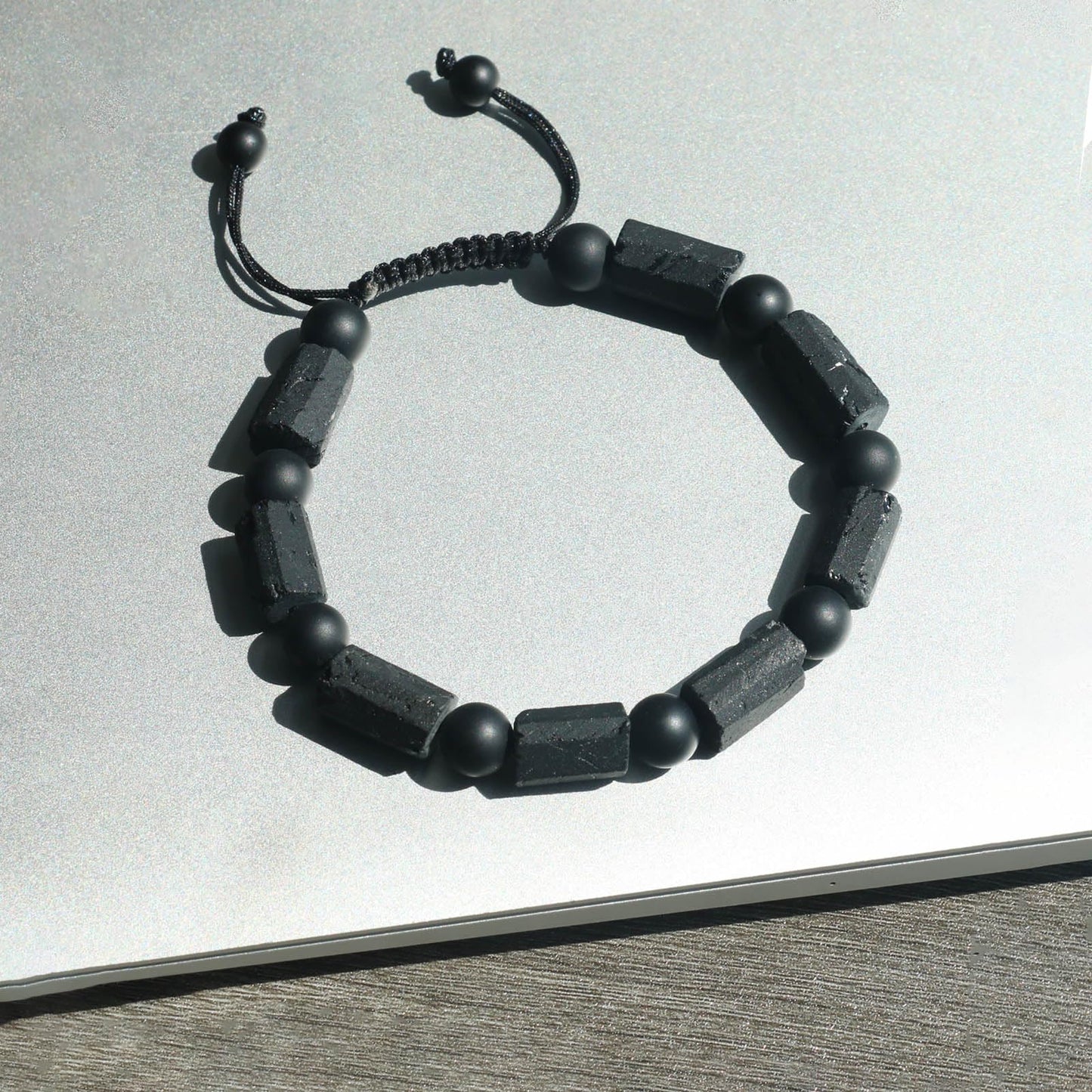 GENASTO Black Tourmaline Stone Bracelet for Men - Premium Tourmaline Crystal Onyx Beads Mens Bracelet, Protection Chakra Healing Beaded Bracelets Men's Gifts Jewelry for Him