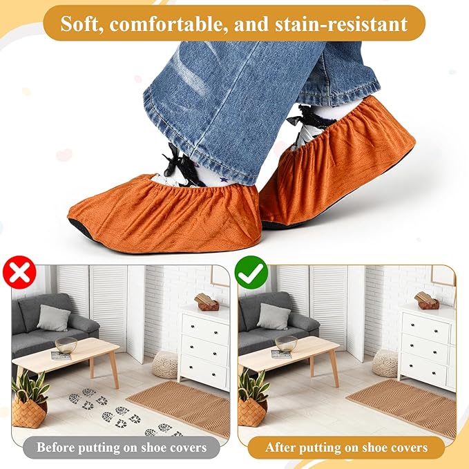 11 Pairs Reusable Non Slip Shoe Covers, Washable Thickened Boot Shoe Covers, Multicolor Flannel Shoes Cover, Universal Washable Shoes Protectors Cover for Household, Indoors, Office, Laboratory