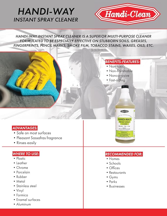 Handi-Way Spray Cleaner - Cleaning Agent for General Tasks, Safe on Most Surfaces, Mild Sassafras Scent
