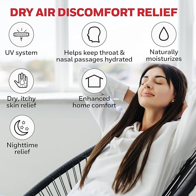 Honeywell Cool Moisture Humidifier For Bedroom, Medium Rooms, 1.1 Gallon, Invisible Moisture Humidifier for Baby, Kids, Quiet, Easy to Clean, UV Technology, Black, HCM350B