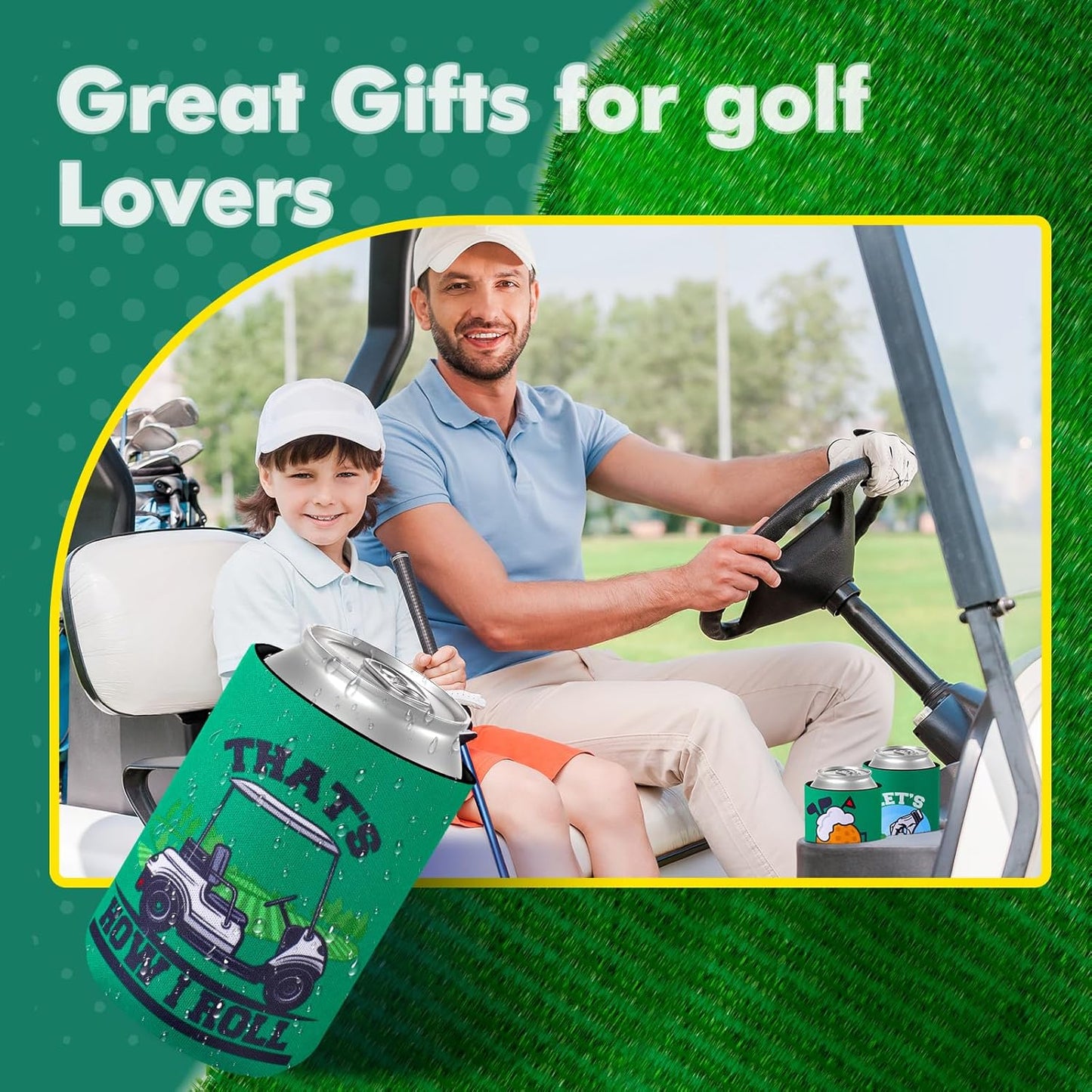Layhit 24 Pcs Funny Golf Themed Can Cooler Hole in One 12 oz Can Sleeve Bulk Golf Gifts Reusable Insulated Neoprene Cup Holder for Golfer Game Party Bachelor(Standard)