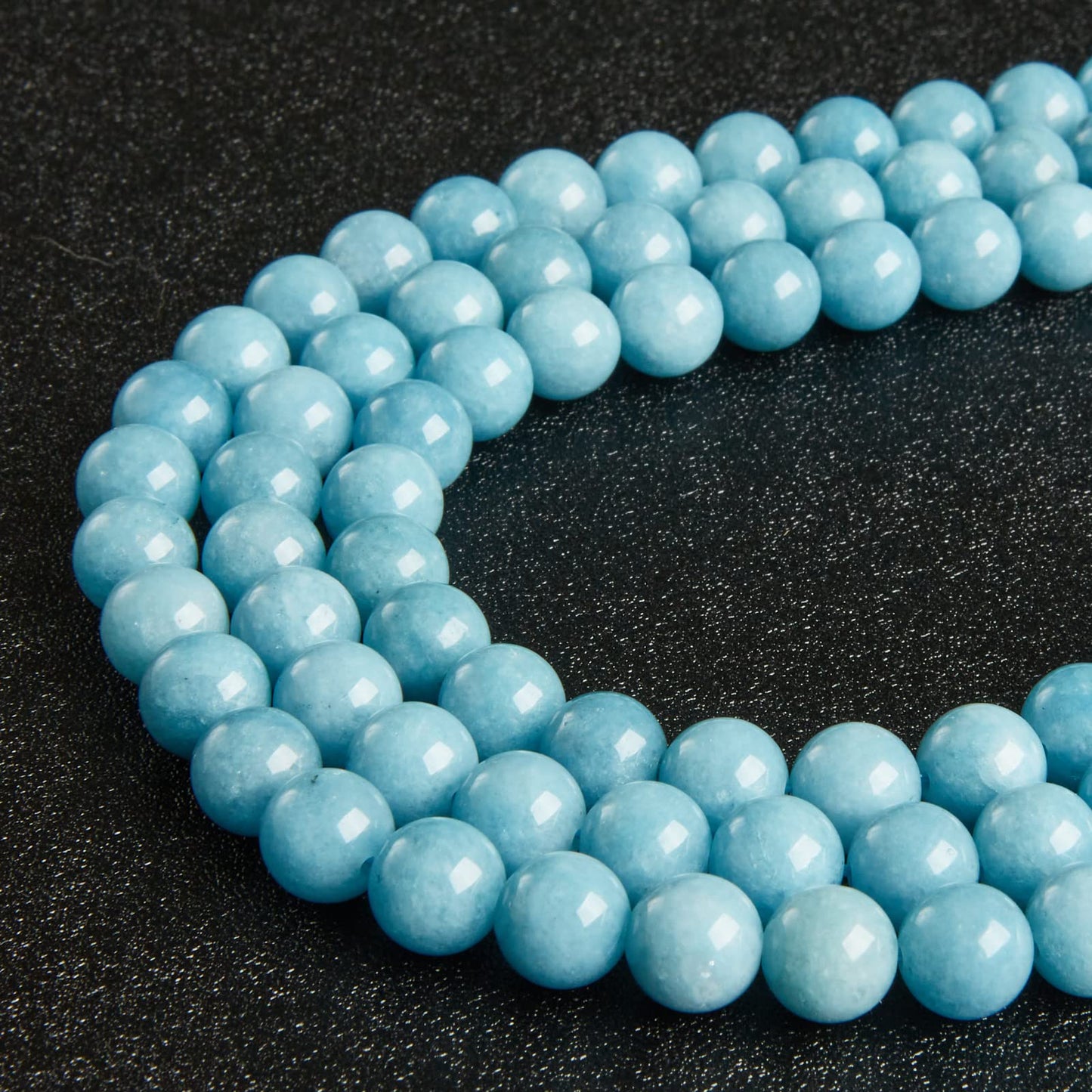 35pcs 10mm Deep Aquamarine Beads Natural Gemstone Beads Round Loose Beads for Jewelry Making