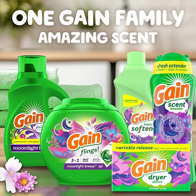 Gain In-Wash Laundry Scent Booster, Moonlight Breeze Scent, 12.2 OZ, Fresh Extender + Odor Protection
