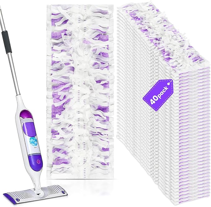 40 Count Disposable Mopping Pad Refills for Power Mop Refills, Multi-Surface Mopping Pad Refills，Unscented Spray Cleaning Repalcement Pads Refill
