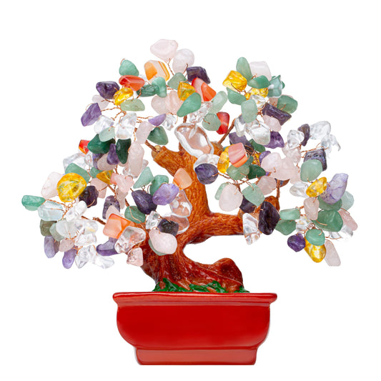 QINJIEJIE Colorful Crystal Tree Money Tree Healing Stone Positive Spiritual Energy Meditation Feng Shui Decor Crystals Bonsai Trees Luck Wealth Office Home Room Desk Decor Gifts for Women