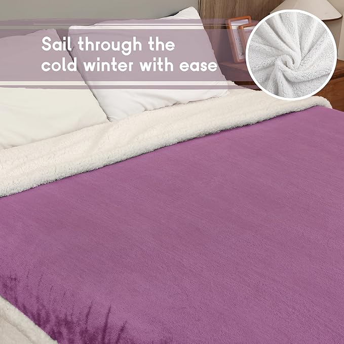 Heated Blanket Electric Blanket Full Size 72''x84'' with 9 Heating Levels, 1-10 Hour Auto Shut Off, Machine Washable, Flannel & Sherpa Soft Warming Blanket for Couch, Bed, Office - Purple