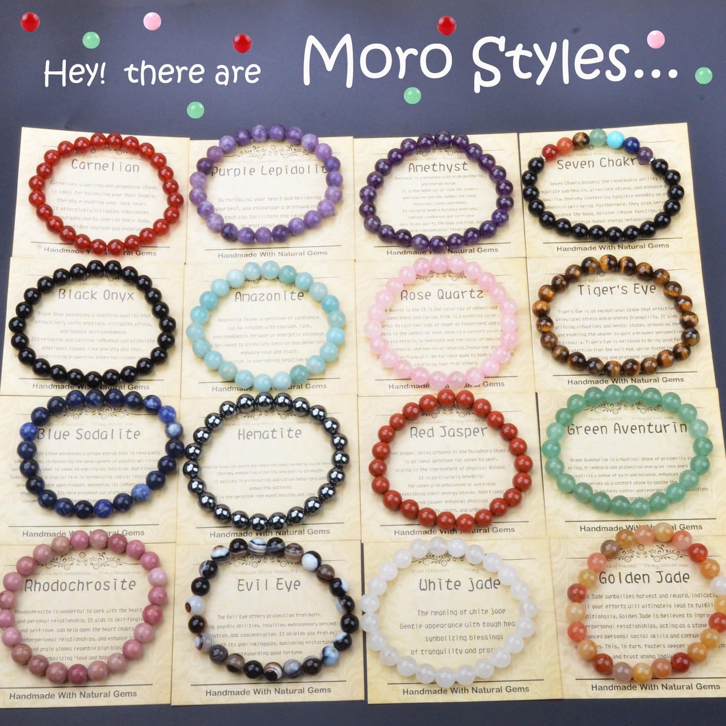CHCCOYE 8mm Natural Healing Gemstone Bracelet Handmade Yoga Stretch Elastic Bracelet Stress Relief Crystal Jewelry for Men and Women (8mm, Amethyst)