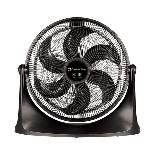 Comfort Zone Powrcurve High-Velocity Wall Mountable Floor Fan With 180-Degree Adjustable Tilt, 20 Inch, 3 Speed, 6 Fan Blades (W
