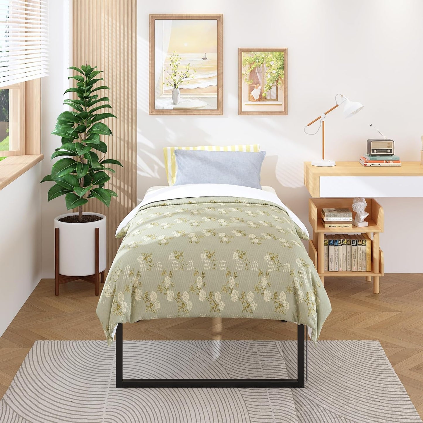 18 Inch Twin Bed Frames Heavy Duty Metal Twin Platform Bed Frame No Box Spring Needed, Noise Free, Easy Assembly, Black