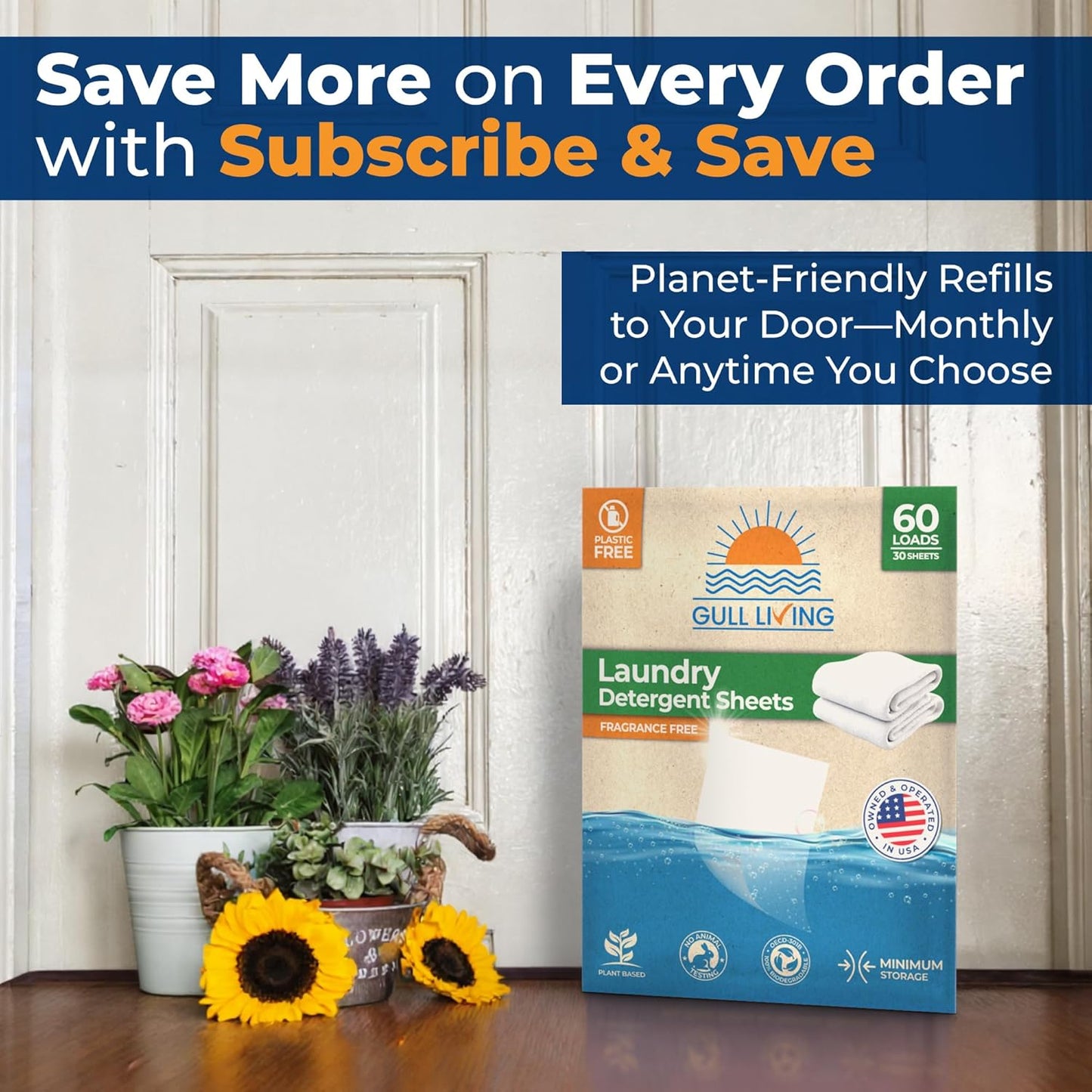 Gull Living Home Travel Laundry Detergent Sheets - 10 Loads Pack - Eco Laundry Detergent Sheets Unscented - Tackles Tough Stains - Travel Friendly