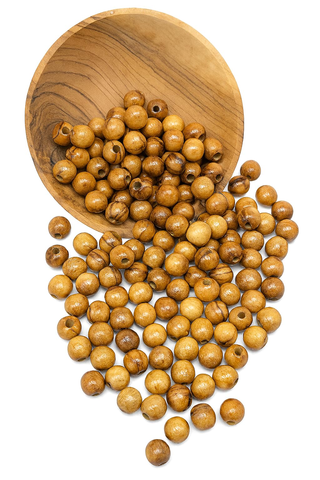 ZULUF 10mm Round Olive Wood Holy Land Brown Beads for Bracelets (60pcs) 10mm Beads for Jewelry Making Rosary Craft Supplies from Bethlehem Israel Palestine with Certificate BEAD009